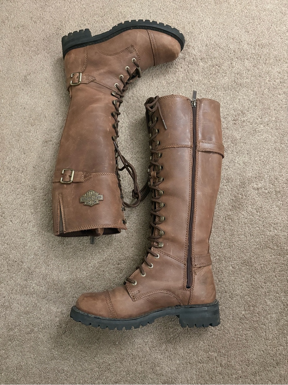 Harley-Davidson Women's Beechwood 15" Motorcycle Boots Brown D83857 Size 7M - Picture 2 of 5